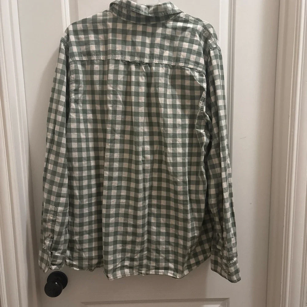 The North Face Men's Long Sleeve Button Down  Plaid Green & Cream Size XL